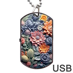 3d Flower Bloom Embossed Pattern Dog Tag Usb Flash (one Side) by Vaneshop