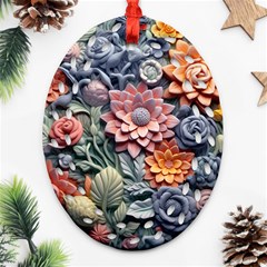 3d Flower Bloom Embossed Pattern Ornament (oval Filigree)