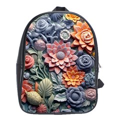 3d Flower Bloom Embossed Pattern School Bag (xl) by Vaneshop