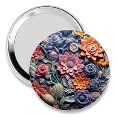 3d Flower Bloom Embossed Pattern 3  Handbag Mirrors by Vaneshop