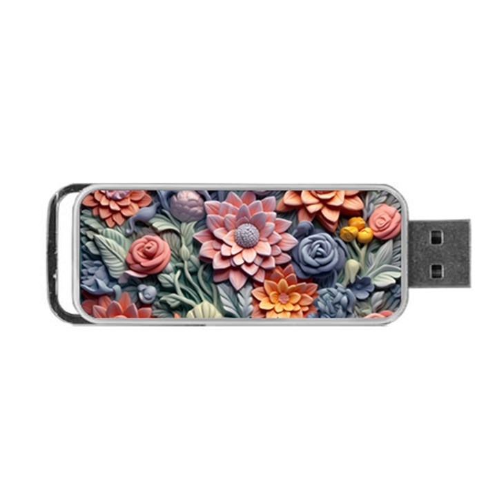 3d Flower Bloom Embossed Pattern Portable USB Flash (Two Sides)