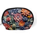 3d Flower Bloom Embossed Pattern Accessory Pouch (Medium) Back