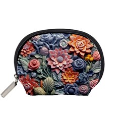 3d Flower Bloom Embossed Pattern Accessory Pouch (small) by Vaneshop