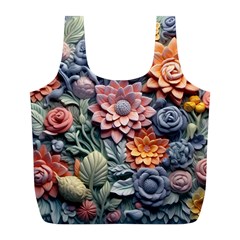 3d Flower Bloom Embossed Pattern Full Print Recycle Bag (l) by Vaneshop