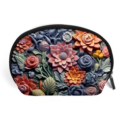 3d Flower Bloom Embossed Pattern Accessory Pouch (large) by Vaneshop