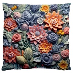 3d Flower Bloom Embossed Pattern Standard Premium Plush Fleece Cushion Case (two Sides) by Vaneshop