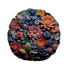 3d Flower Bloom Embossed Pattern Standard 15  Premium Flano Round Cushions by Vaneshop