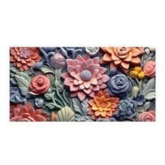 3d Flower Bloom Embossed Pattern Satin Wrap 35  X 70  by Vaneshop