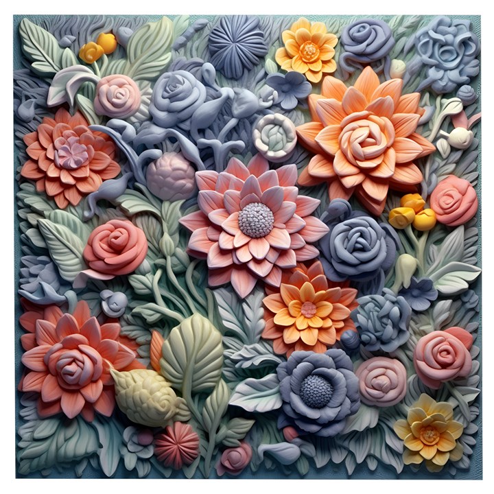 3d Flower Bloom Embossed Pattern Wooden Puzzle Square