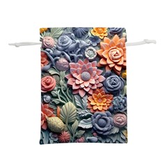 3d Flower Bloom Embossed Pattern Lightweight Drawstring Pouch (l) by Vaneshop