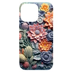 3d Flower Bloom Embossed Pattern Iphone 14 Pro Max Black Uv Print Case by Vaneshop