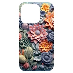 3d Flower Bloom Embossed Pattern Iphone 14 Pro Black Uv Print Case