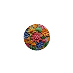 Flower Bloom Embossed Pattern 1  Mini Buttons by Vaneshop