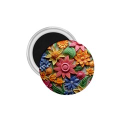 Flower Bloom Embossed Pattern 1 75  Magnets by Vaneshop