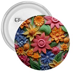 Flower Bloom Embossed Pattern 3  Buttons by Vaneshop