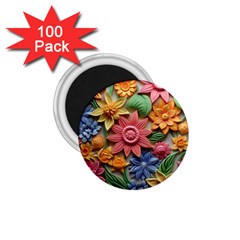 Flower Bloom Embossed Pattern 1 75  Magnets (100 Pack)  by Vaneshop