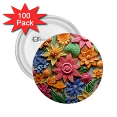 Flower Bloom Embossed Pattern 2 25  Buttons (100 Pack)  by Vaneshop