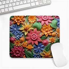 Flower Bloom Embossed Pattern Large Mousepad by Vaneshop