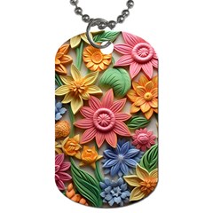 Flower Bloom Embossed Pattern Dog Tag (two Sides) by Vaneshop