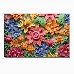 Flower Bloom Embossed Pattern Postcard 4 x 6  (pkg Of 10) by Vaneshop