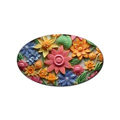 Flower Bloom Embossed Pattern Sticker Oval (10 Pack) by Vaneshop