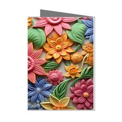 Flower Bloom Embossed Pattern Mini Greeting Cards (pkg Of 8) by Vaneshop