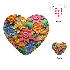 Flower Bloom Embossed Pattern Playing Cards Single Design (heart)