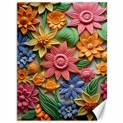 Flower Bloom Embossed Pattern Canvas 36  X 48  by Vaneshop