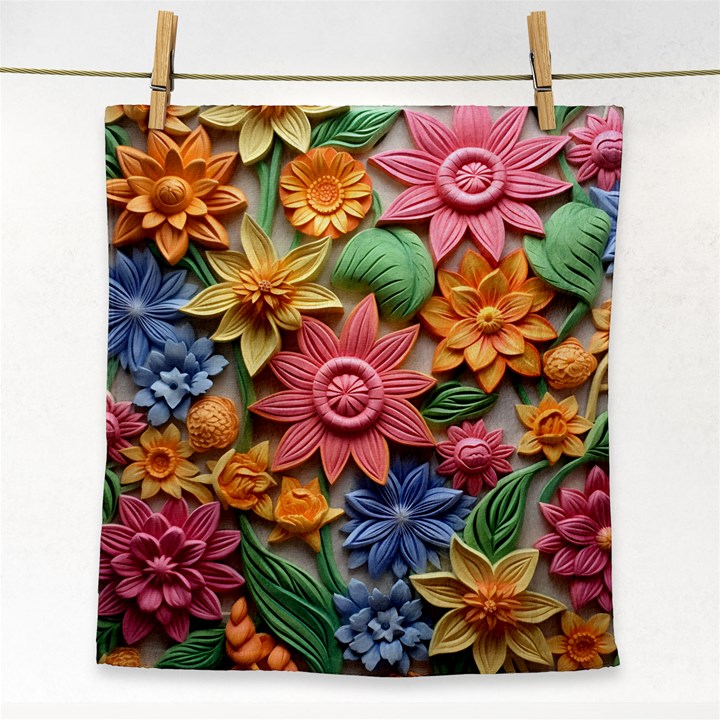 Flower Bloom Embossed Pattern Face Towel