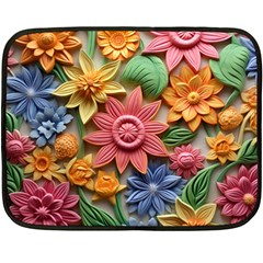 Flower Bloom Embossed Pattern Fleece Blanket (mini) by Vaneshop