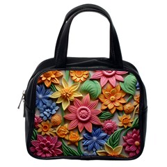 Flower Bloom Embossed Pattern Classic Handbag (one Side) by Vaneshop