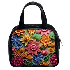 Flower Bloom Embossed Pattern Classic Handbag (two Sides) by Vaneshop