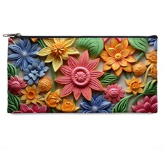 Flower Bloom Embossed Pattern Pencil Case by Vaneshop