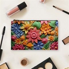 Flower Bloom Embossed Pattern Cosmetic Bag (medium) by Vaneshop