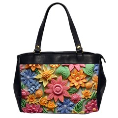 Flower Bloom Embossed Pattern Oversize Office Handbag (2 Sides) by Vaneshop