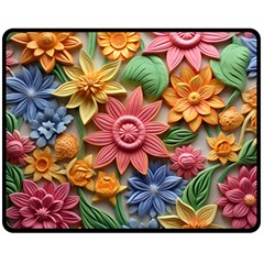 Flower Bloom Embossed Pattern Fleece Blanket (medium) by Vaneshop