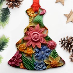 Flower Bloom Embossed Pattern Christmas Tree Ornament (two Sides)