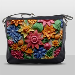 Flower Bloom Embossed Pattern Messenger Bag by Vaneshop