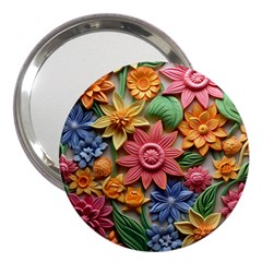 Flower Bloom Embossed Pattern 3  Handbag Mirrors by Vaneshop