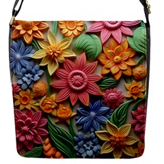 Flower Bloom Embossed Pattern Flap Closure Messenger Bag (s) by Vaneshop