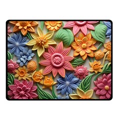 Flower Bloom Embossed Pattern Two Sides Fleece Blanket (small) by Vaneshop