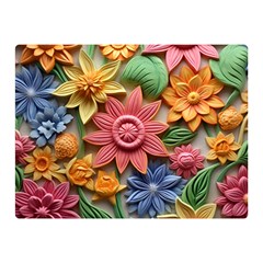 Flower Bloom Embossed Pattern Two Sides Premium Plush Fleece Blanket (mini) by Vaneshop