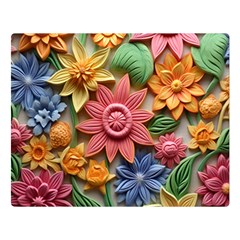 Flower Bloom Embossed Pattern Two Sides Premium Plush Fleece Blanket (large) by Vaneshop