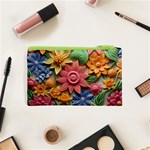 Flower Bloom Embossed Pattern Cosmetic Bag (XS) Back