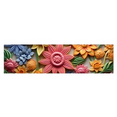 Flower Bloom Embossed Pattern Oblong Satin Scarf (16  X 60 ) by Vaneshop