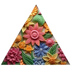 Flower Bloom Embossed Pattern Wooden Puzzle Triangle by Vaneshop