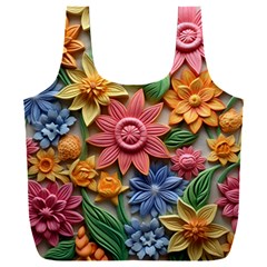 Flower Bloom Embossed Pattern Full Print Recycle Bag (xxl) by Vaneshop