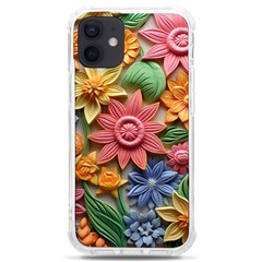 Flower Bloom Embossed Pattern Iphone 12 Mini Tpu Uv Print Case	 by Vaneshop