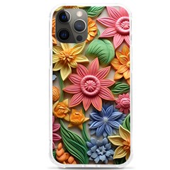 Flower Bloom Embossed Pattern Iphone 12 Pro Max Tpu Uv Print Case by Vaneshop