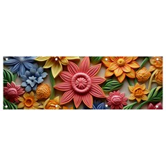 Flower Bloom Embossed Pattern Banner And Sign 9  X 3  by Vaneshop